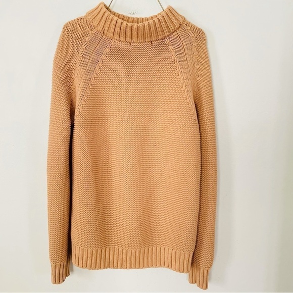 Zara Mock Neck Knit Sweater Tan Camel Beige Size M Medium Cozy Fall Winter Chic - Picture 3 of 5